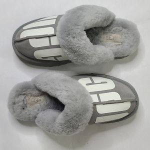 UGG Slippers Plush Gray And White